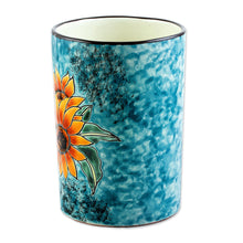 Load image into Gallery viewer, Sunflower Motif Ceramic Vase from Mexico - Brilliant Sunflower | NOVICA