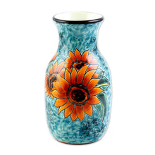 Load image into Gallery viewer, Unique Hand Painted Sunflower Themed Vase - Sunflower Brilliance | NOVICA