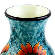 Load image into Gallery viewer, Unique Hand Painted Sunflower Themed Vase - Sunflower Brilliance | NOVICA