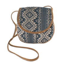 Load image into Gallery viewer, Slate Grey and Wheat Cotton Sling Bag - Feminine Subtlety in Grey | NOVICA
