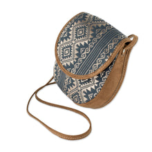 Load image into Gallery viewer, Slate Grey and Wheat Cotton Sling Bag - Feminine Subtlety in Grey | NOVICA