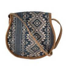 Load image into Gallery viewer, Slate Grey and Wheat Cotton Sling Bag - Feminine Subtlety in Grey | NOVICA