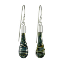 Load image into Gallery viewer, Costa Rica Artisan Crafted Art Glass Earrings with Silver - Cool Vortex | NOVICA