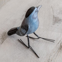 Load image into Gallery viewer, Guatemalan Handcrafted Posable Ceramic Catbird Figurine - Grey Catbird | NOVICA