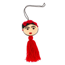 Load image into Gallery viewer, Frida Kahlo Embroidered Wool Ornament from Mexico - Frida's Crimson Heart | NOVICA
