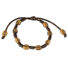 Load image into Gallery viewer, Handcrafted Brown Macrame Bracelet with Parota Wood Beads - Beautiful Nature | NOVICA