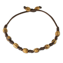 Load image into Gallery viewer, Handcrafted Brown Macrame Bracelet with Parota Wood Beads - Beautiful Nature | NOVICA