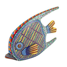 Load image into Gallery viewer, 12-inch Hand Carved and Painted Alebrije Fish Sculpture - Zapotec Fish | NOVICA