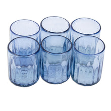 Load image into Gallery viewer, Fluted Blue Hand Blown Tumbler Glasses (Set of 6) - Fiesta Azul | NOVICA