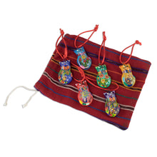 Load image into Gallery viewer, Festive Hand Painted Ceramic Cat Ornaments (Set of 6) - Festive Cats | NOVICA
