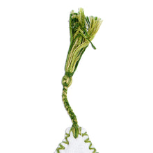 Load image into Gallery viewer, Handwoven Hand Embroidered Green and White Bookmark - San Cristobal Valley | NOVICA