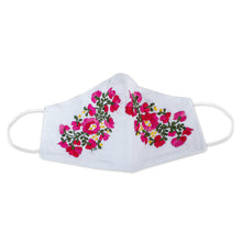 Load image into Gallery viewer, Hand Embroidered Reusable Cotton Mask from Mexico - Rose Garden | NOVICA