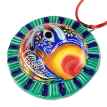 Load image into Gallery viewer, Crescent Moon Eclipse Ceramic Ornaments (Pair) - Eclipse of the Sun | NOVICA