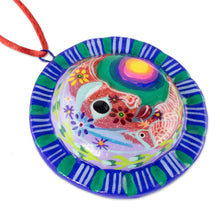 Load image into Gallery viewer, Crescent Moon Eclipse Ceramic Ornaments (Pair) - Eclipse of the Sun | NOVICA