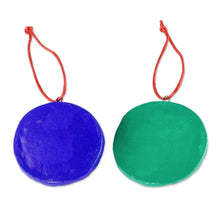 Load image into Gallery viewer, Crescent Moon Eclipse Ceramic Ornaments (Pair) - Eclipse of the Sun | NOVICA