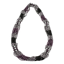 Load image into Gallery viewer, Purple and Black Long Beaded Necklace - Black and Plum Harmony | NOVICA