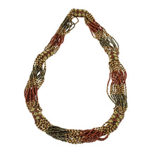 Load image into Gallery viewer, Beaded Long Necklace in Gold and Bronze - Gold and Bronze Harmony | NOVICA