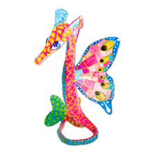 Load image into Gallery viewer, Hand Painted Seahorse Alebrije Sculpture - Horse of the Sea | NOVICA