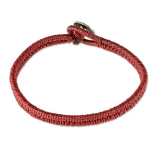 Load image into Gallery viewer, Red Macrame Wristband Bracelet - Far Reaches | NOVICA