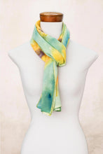 Load image into Gallery viewer, Hand-painted Floral Cotton Scarf from Costa Rica - Sunflower | NOVICA