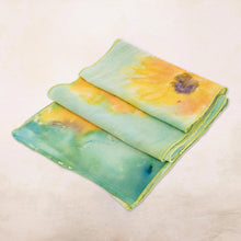 Load image into Gallery viewer, Hand-painted Floral Cotton Scarf from Costa Rica - Sunflower | NOVICA
