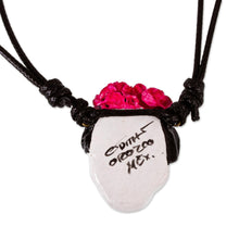 Load image into Gallery viewer, Handmade Molded Paper Skull Necklace - Starry-Eyed Skull | NOVICA
