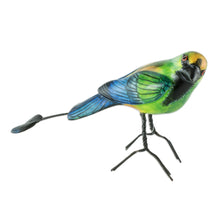 Load image into Gallery viewer, Hand Painted Ceramic Motmot Sculpture - Turquoise-Browed Motmot | NOVICA