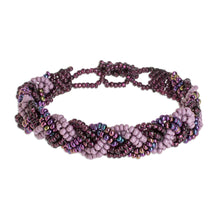 Load image into Gallery viewer, Hand Crafted Purple Bead Bracelet - Braided Plum | NOVICA