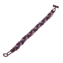 Load image into Gallery viewer, Hand Crafted Purple Bead Bracelet - Braided Plum | NOVICA