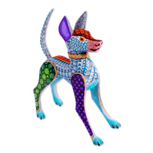 Load image into Gallery viewer, Blue Copal Wood Mexican Hairless Dog Alebrije from Mexico - Mexican Hairless Dog in Jade | NOVICA