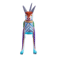 Load image into Gallery viewer, Blue Copal Wood Mexican Hairless Dog Alebrije from Mexico - Mexican Hairless Dog in Jade | NOVICA