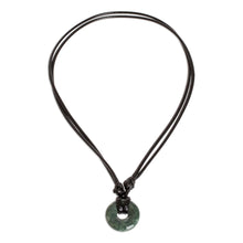 Load image into Gallery viewer, Adjustable Circular Dark Green Jade Necklace from Guatemala - Circle of Love in Dark Green | NOVICA