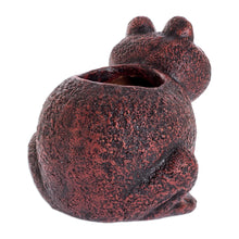 Load image into Gallery viewer, Rustic Ceramic Frog Shaped Planter from El Salvador - Happy Frog | NOVICA