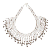 Load image into Gallery viewer, Grey and Clear Beaded Waterfall Necklace - Symphony of Color in Grey | NOVICA