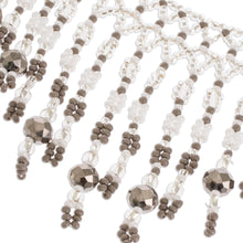 Load image into Gallery viewer, Grey and Clear Beaded Waterfall Necklace - Symphony of Color in Grey | NOVICA