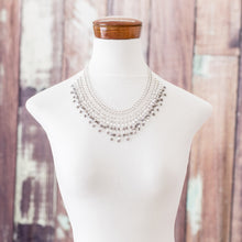 Load image into Gallery viewer, Grey and Clear Beaded Waterfall Necklace - Symphony of Color in Grey | NOVICA