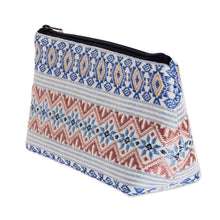 Load image into Gallery viewer, Cotton Cosmetic Case from Guatemala - Diamond Frieze | NOVICA
