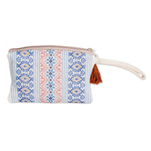 Load image into Gallery viewer, Handmade Cotton Makeup Case - Mountain Frieze | NOVICA