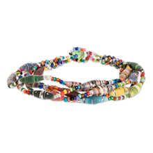 Load image into Gallery viewer, Multicolored Paper Beaded Bracelet - Bonds of Friendship | NOVICA