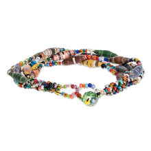 Load image into Gallery viewer, Multicolored Paper Beaded Bracelet - Bonds of Friendship | NOVICA
