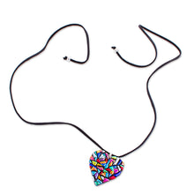 Load image into Gallery viewer, Handmade Fused Glass Heart Necklace - Heart of Color | NOVICA