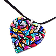 Load image into Gallery viewer, Handmade Fused Glass Heart Necklace - Heart of Color | NOVICA