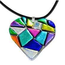 Load image into Gallery viewer, Handmade Fused Glass Heart Necklace - Heart of Color | NOVICA