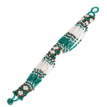Load image into Gallery viewer, Green and Bronze Beaded Bracelet - Flower Harmony in Emerald | NOVICA