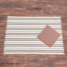 Load image into Gallery viewer, Handmade Cotton Table Linen Set (Set for 6) - Nutmeg Stripe | NOVICA
