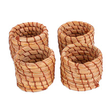 Load image into Gallery viewer, Handwoven Pine Needle Napkin Rings (Set of 4) - Taste of Home | NOVICA
