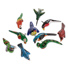Load image into Gallery viewer, Handcrafted Mini Bird Ornaments (Set of 30) - Avian Kingdom | NOVICA