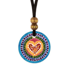 Load image into Gallery viewer, Hand Painted Rainbow and Heart Pendant Corded Necklace - Rainbow of Love | NOVICA