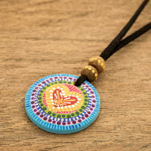 Load image into Gallery viewer, Hand Painted Rainbow and Heart Pendant Corded Necklace - Rainbow of Love | NOVICA