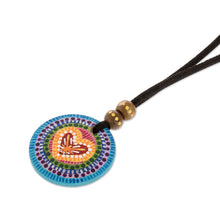 Load image into Gallery viewer, Hand Painted Rainbow and Heart Pendant Corded Necklace - Rainbow of Love | NOVICA
